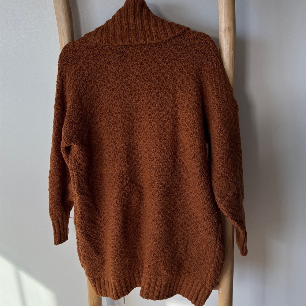Anthropologie Denise Textured Knit Cocoon Cardigan Sweater Rust Orange Brown M - Picture 14 of 15